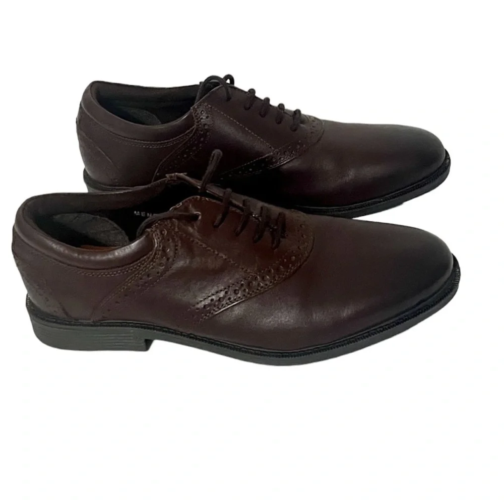 Men's Nunn Bush Dual Comfort Memory Foam Brown Leather Oxfords Size 10.5